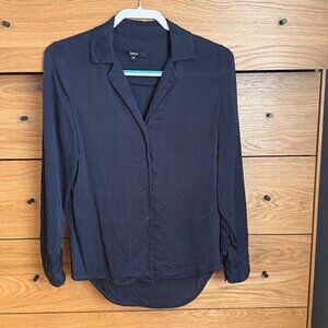 Quince Washable Stretch Silk Notch Collar Blouse S